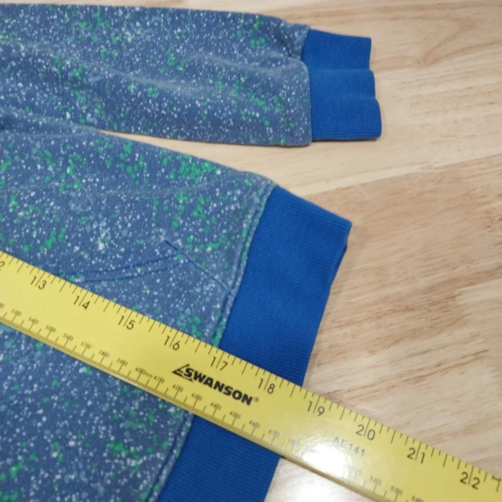 Under Armour Boys Hoodie Splatter Print Logo Fleece Size 7 Blue